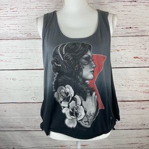 Sullen Angels Gypsy Girl Tattoo Graphic Muscle Tank Top Size M